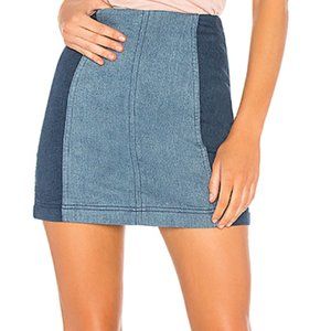 Free People Two Tone Denim Mini Skirt
